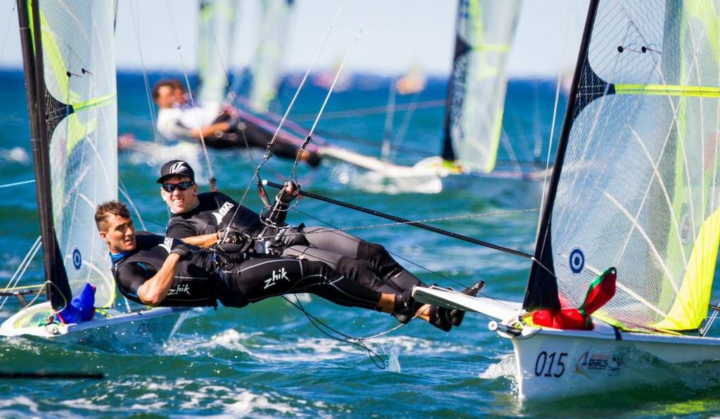 NZL Sailing Team's Blair Tuke and Peter Burling - NZL Sailing Team with Zhik - 2014 ISAF Sailing Worlds, Santander © Yachting NZ/Sailing Energy http://www.sailingenergy.com/