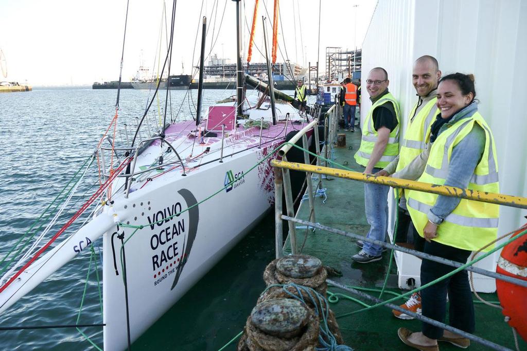 This was first of the new one-design Volvo Ocean 65s to hit the water for the first time. ©  Rick Deppe / Volvo Ocean Race http://www.volvooceanrace.com/