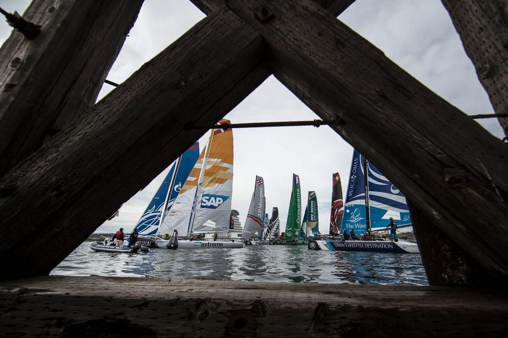 The Extreme Sailing. Act 5. Cardiff. Wales.<br />
Fleet in ESS Cardiff Day 3<br />
 © Lloyd Images/Extreme Sailing Series