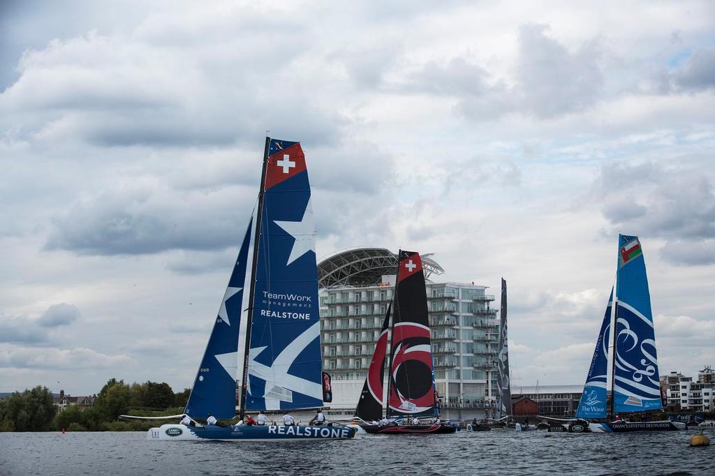 The Extreme Sailing. Act 5. Cardiff. Wales.<br />
Fleet racing in ESS Cardiff Day 3<br />
 © Lloyd Images/Extreme Sailing Series