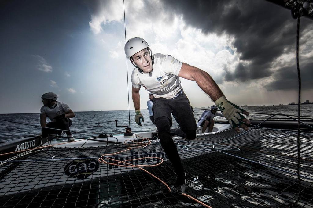 2014 Extreme Sailing Series, Act 6 - GAC Pindar's Ed Smyth in action on the second day of racing in Istanbul where the team jumped into fourth position on the Act leaderboard. © Lloyd Images/Extreme Sailing Series
