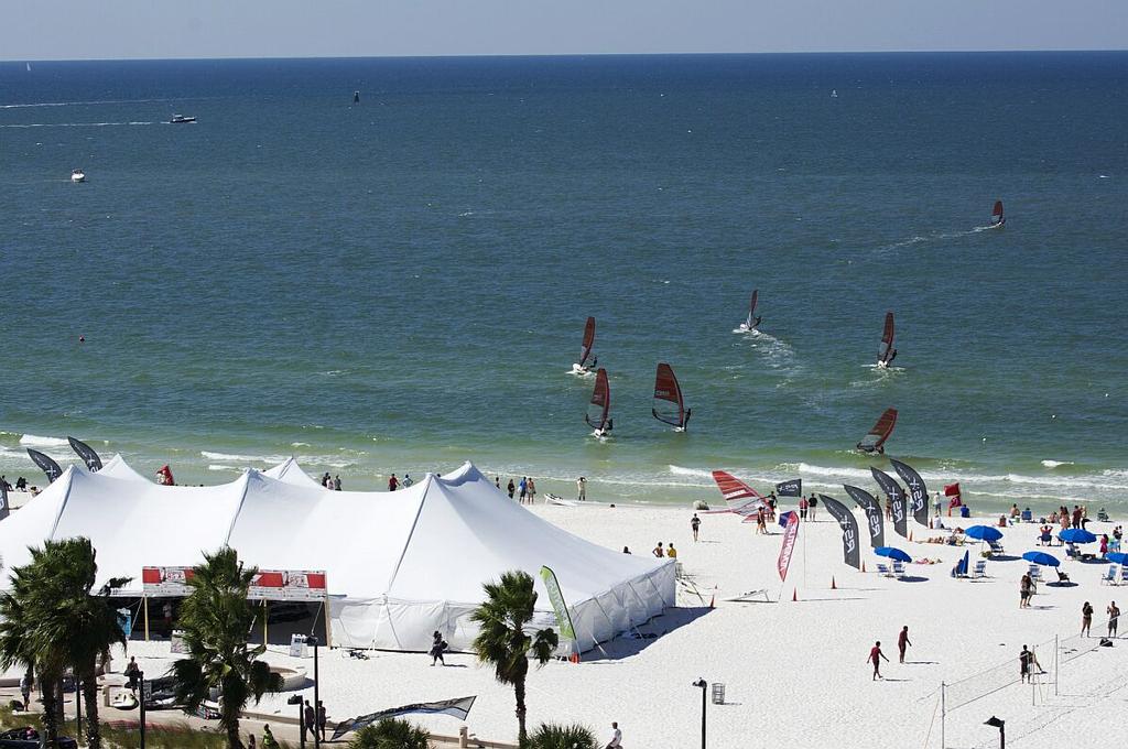 Beach venue for the 2014 RS:X Youth Worlds in Clearwater. © Russ Hendrickson
