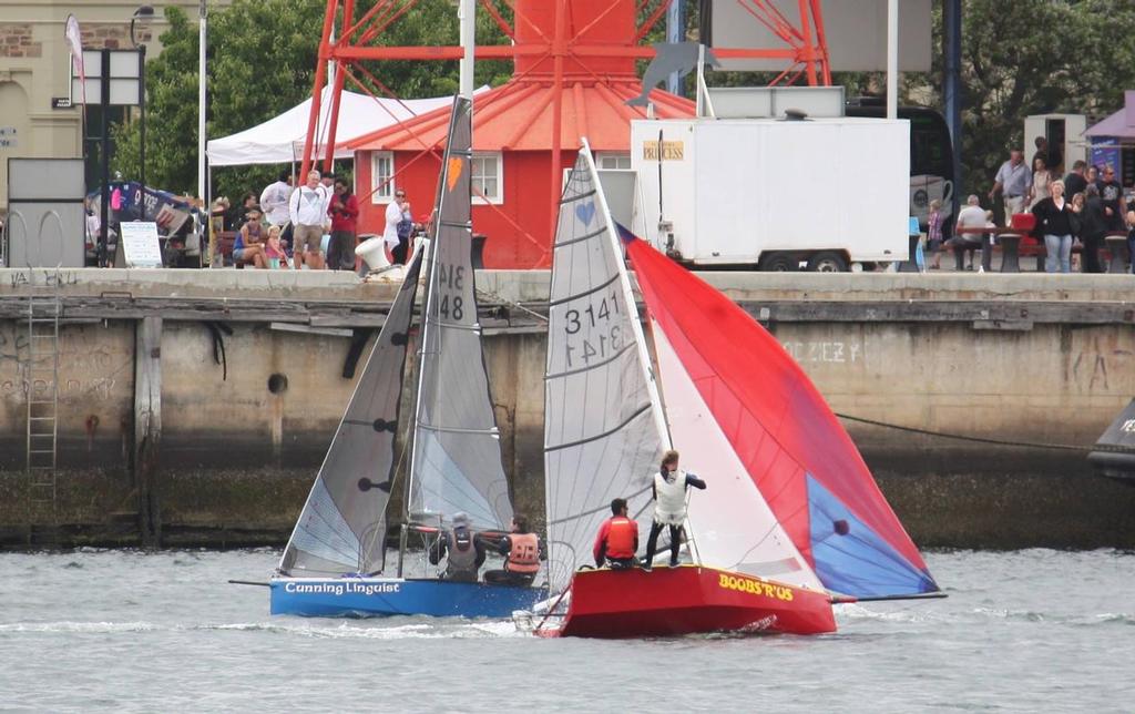 Cunning Linguist and Boobs R Us converge - Alexander Sails Sprint Series 2014 photo copyright Geoff Kneebone taken at  and featuring the  class