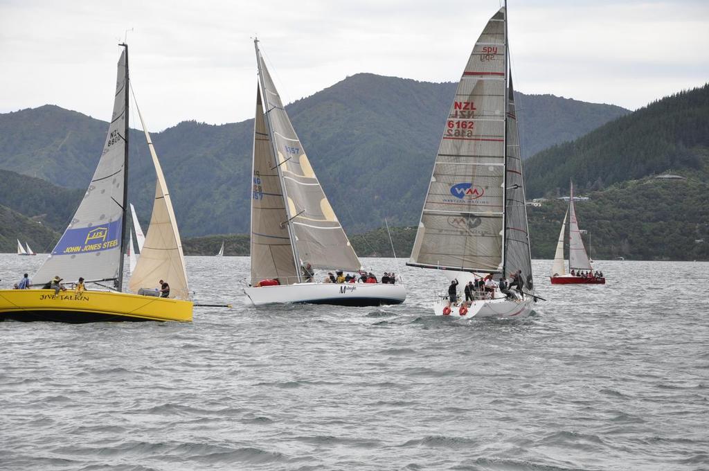 The pre-start - Day 2 race 2 Lawson's Dry Hills Regatta 2014 - Lawson's Dry Hills New Year Regatta Waikawa Boating Club © Tom van der Burgh