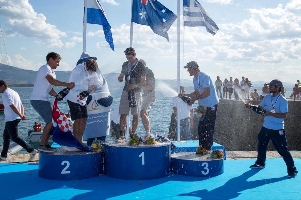 470 Men medallists celebrating - 2014 ISAF Sailing World Championships Santander - 470 Men and Women World Championship photo copyright Nikos Alevromytis / Alen Photography http://www.alen.gr taken at  and featuring the  class