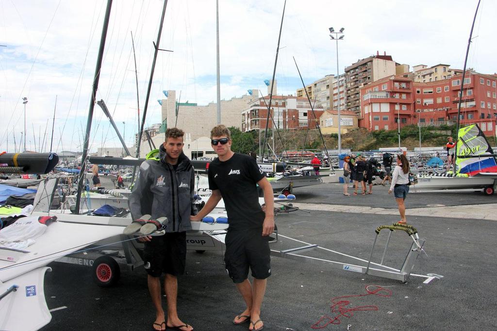 49ers, NZL in the boat park - 2014 ISAF Sailing World Championships Santander, Day 8 photo copyright Sail-World.com http://www.sail-world.com taken at  and featuring the  class