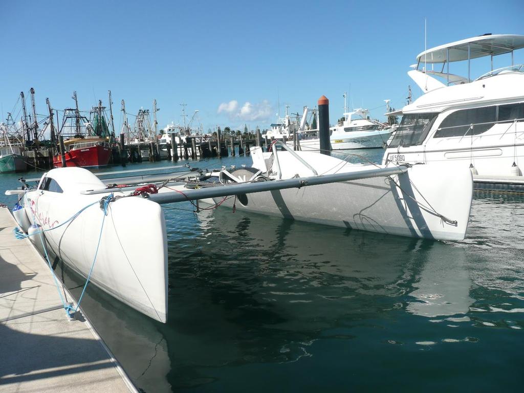 Lightwave Raider needing repairs after capsizing on Monday - Sunshine Coast Ocean Regatta 2014 photo copyright Del Morrison taken at  and featuring the  class