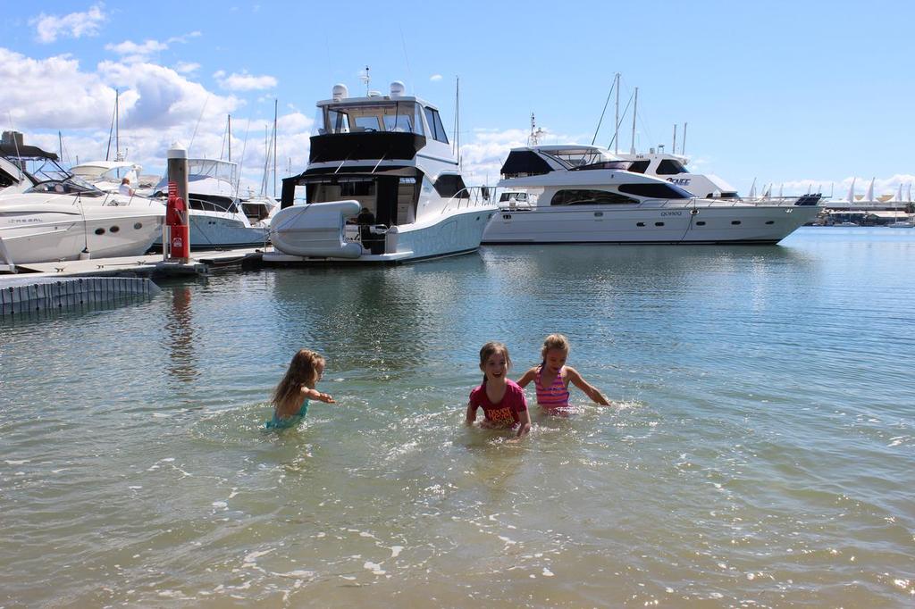 Swimming on the last day of winter under balmy GC skies. © Jeni Bone