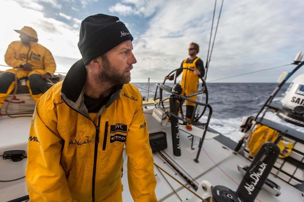 Ian Walker notices the presence of Team Vestas Wind after 19 days of sailing. © Matt Knighton/Abu Dhabi Ocean Racing