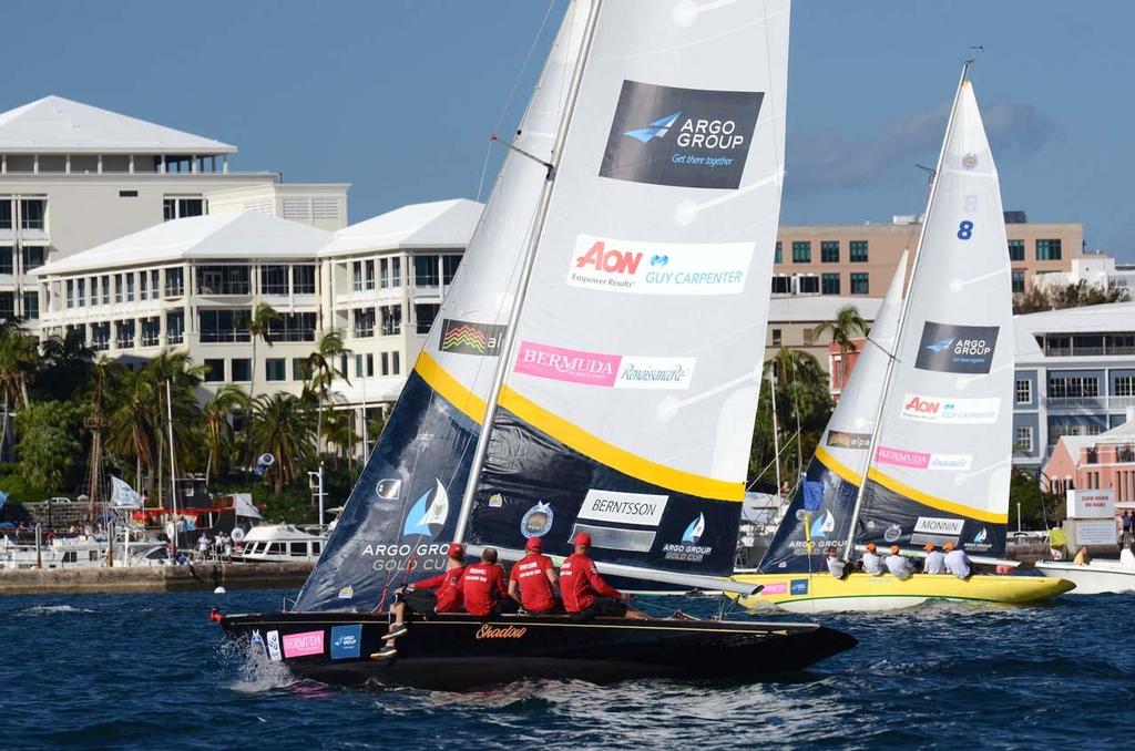Johnie Berntsson won his second Argo Group Gold Cup at the Royal Bermuda Yacht Club. He defeated Eric Monnin in the finals. Taylor Canfield wes third and Alpari World Match racing tour leader Ian Williams was fourth. photo copyright  Talbot Wilson / Argo Group Gold Cup http://www.argogroupgoldcup.com/ taken at  and featuring the  class