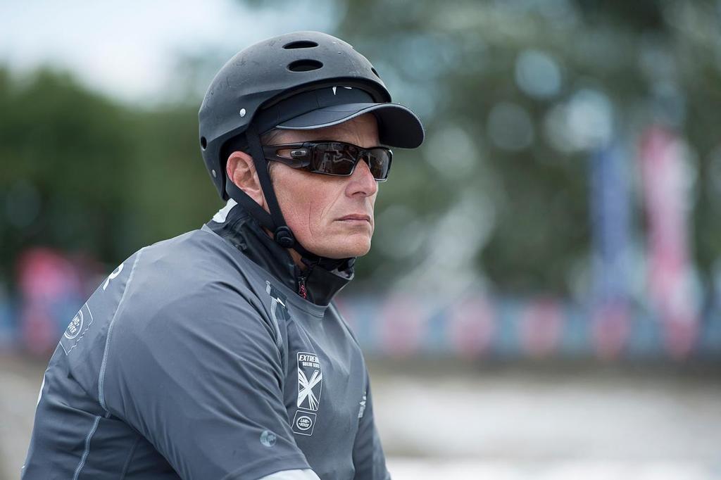 Emirates Team New Zealand Dean Barker at the helm of the Team's EX40 on day one of the Cardiff Extreme Sailing Series Regatta. 22/8/2014 photo copyright Chris Cameron/ETNZ http://www.chriscameron.co.nz taken at  and featuring the  class