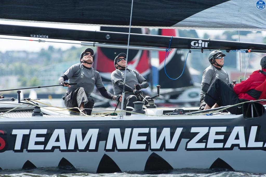 Emirates Team New Zealand, day two of the Cardiff Extreme Sailing Series Regatta. 23/8/2014 photo copyright Chris Cameron/ETNZ http://www.chriscameron.co.nz taken at  and featuring the  class