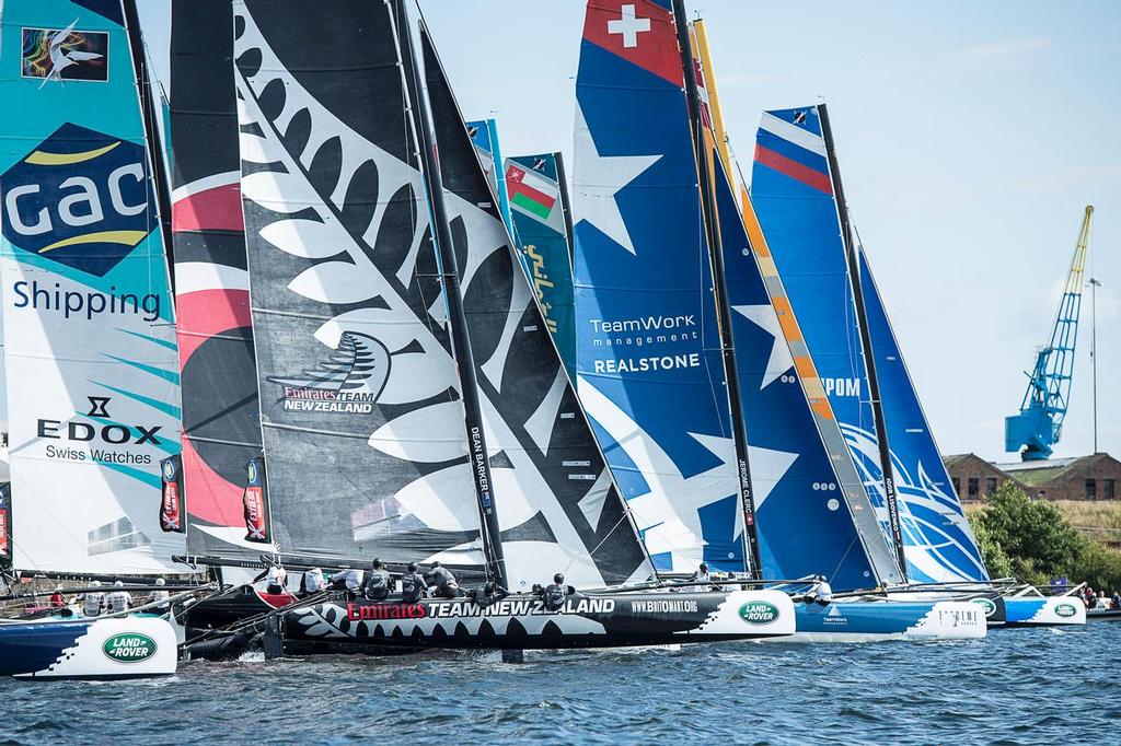 Emirates Team New Zealand, day two of the Cardiff Extreme Sailing Series Regatta. 23/8/2014 photo copyright Chris Cameron/ETNZ http://www.chriscameron.co.nz taken at  and featuring the  class