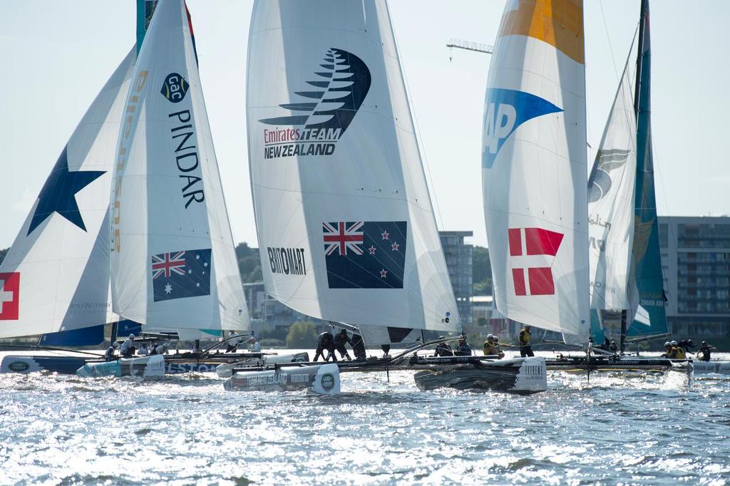 Emirates Team New Zealand, day two of the Cardiff Extreme Sailing Series Regatta. 23/8/2014 © Chris Cameron/ETNZ http://www.chriscameron.co.nz