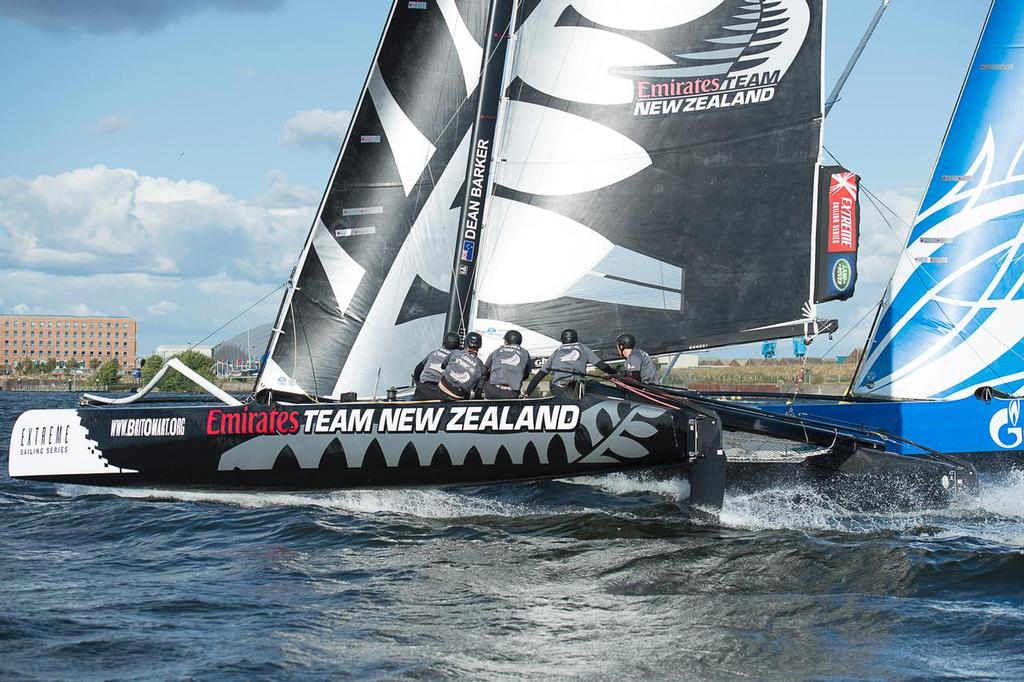 Emirates Team New Zealand, day two of the Cardiff Extreme Sailing Series Regatta. 23/8/2014 photo copyright Chris Cameron/ETNZ http://www.chriscameron.co.nz taken at  and featuring the  class