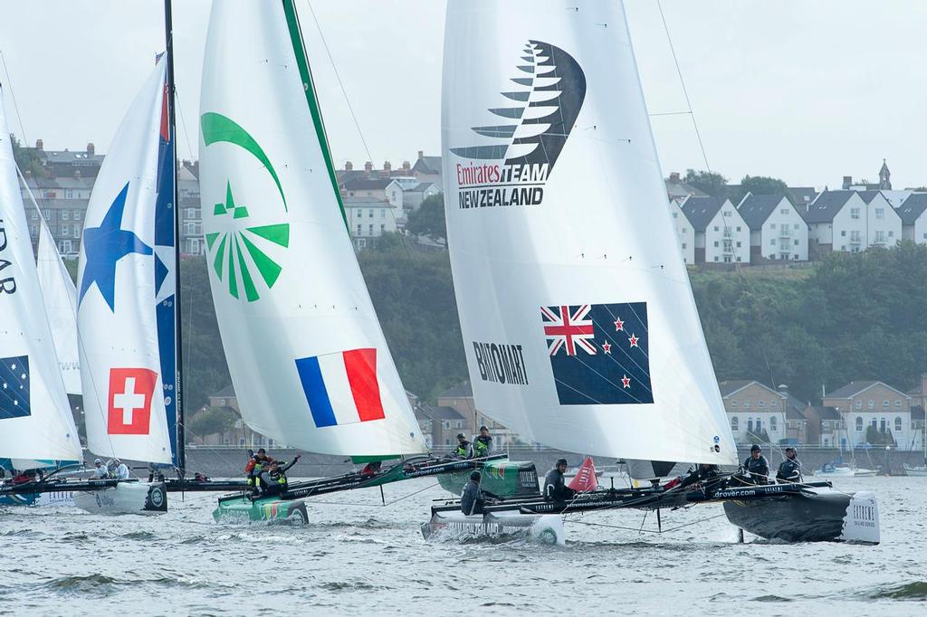 Emirates Team New Zealand and Groupama. © Chris Cameron/ETNZ http://www.chriscameron.co.nz