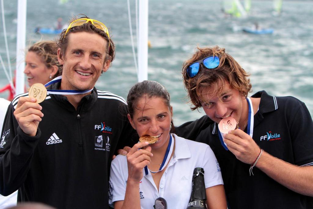 2014 ISAF Sailing World Championships, Santander - French RS:X medallists photo copyright Vincenzo Baglione http://www.albaria.com/ taken at  and featuring the  class