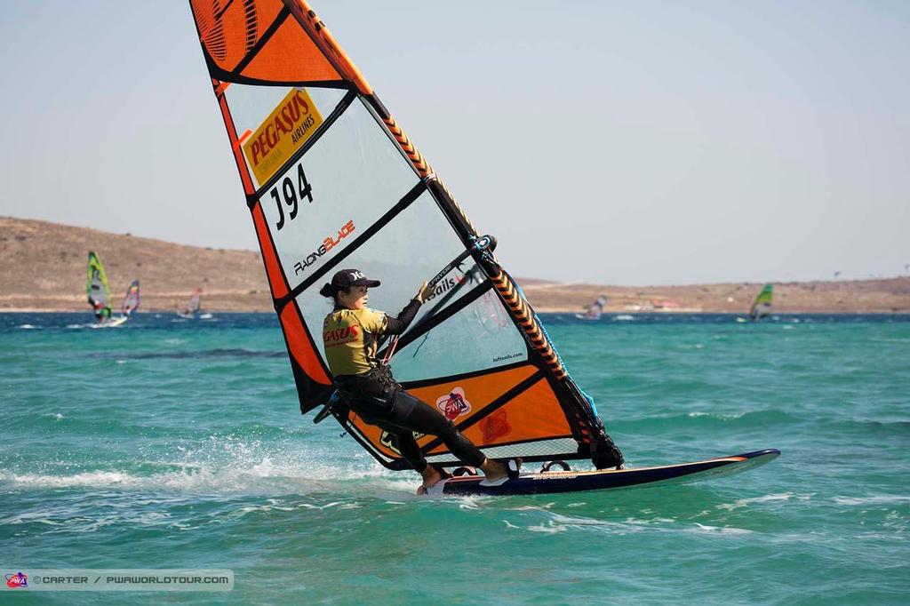 Fujiko Onishi - 2014 PWA Alacati World Cup photo copyright  Carter/pwaworldtour.com http://www.pwaworldtour.com/ taken at  and featuring the  class