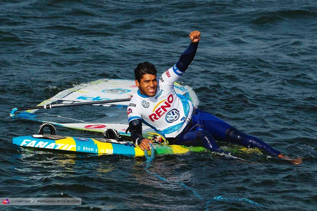 Gollito celebrates - 2014 Sylt PWA Super Grand Slam photo copyright  Carter/pwaworldtour.com http://www.pwaworldtour.com/ taken at  and featuring the  class
