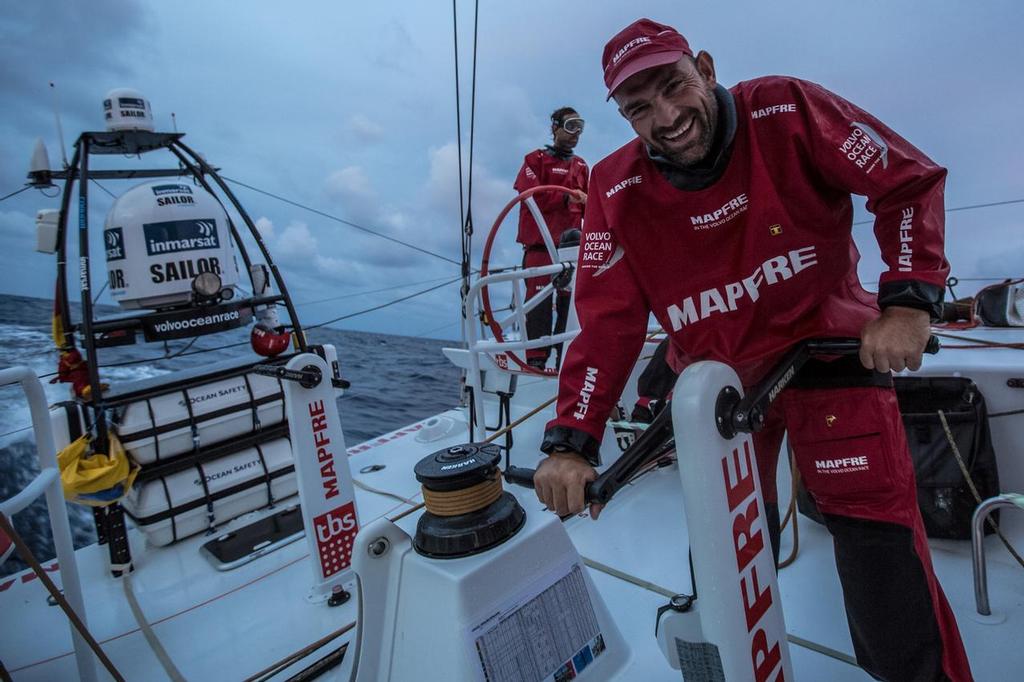 October 23, 2014. Leg 1 onboard MAPFRE. Is good to see Xabi Fernandez having a nice laugh after 13 days of sailing. photo copyright Francisco Vignale/Mapfre/Volvo Ocean Race taken at  and featuring the  class