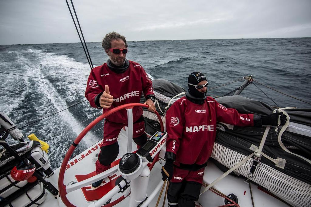 October 31, 2014. Leg 1 onboard MAPFRE. French power driving the boat through the South Atlantic.  © Francisco Vignale/Mapfre/Volvo Ocean Race