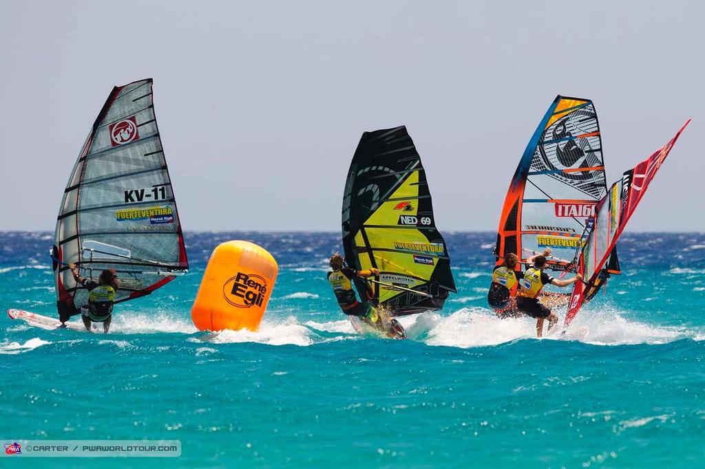 Maynard at the mark - 2014 PWA Fuerteventura Grand Slam photo copyright  Carter/pwaworldtour.com http://www.pwaworldtour.com/ taken at  and featuring the  class