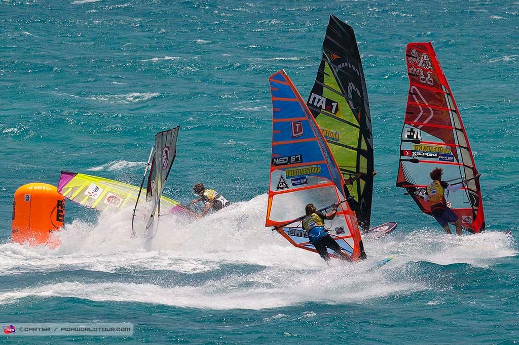 Maynard goes down - 2014 PWA Fuerteventura Grand Slam photo copyright  Carter/pwaworldtour.com http://www.pwaworldtour.com/ taken at  and featuring the  class