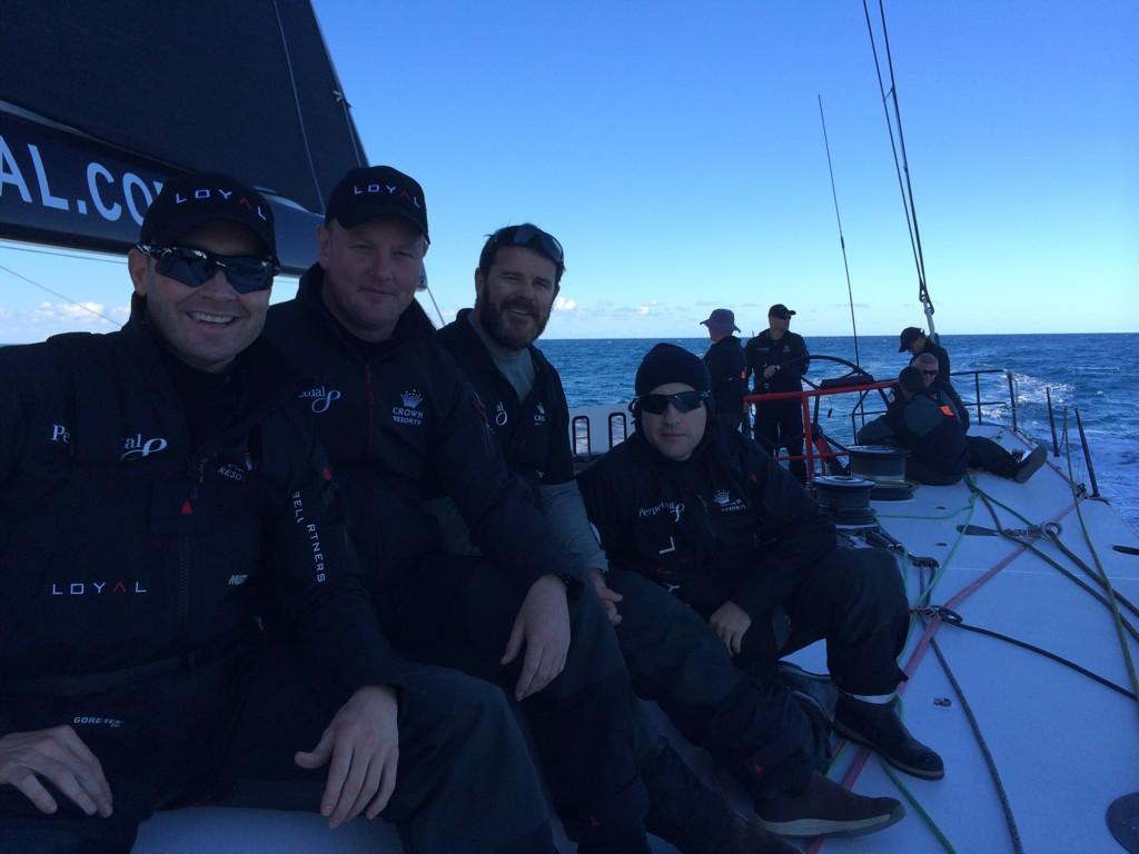 Michael Clarke, Anthony Bell and Perpetual Loyal crew members.  - Land Rover Sydney Gold Coast Yacht Race 2014 photo copyright Michael Clarke Twitter taken at  and featuring the  class