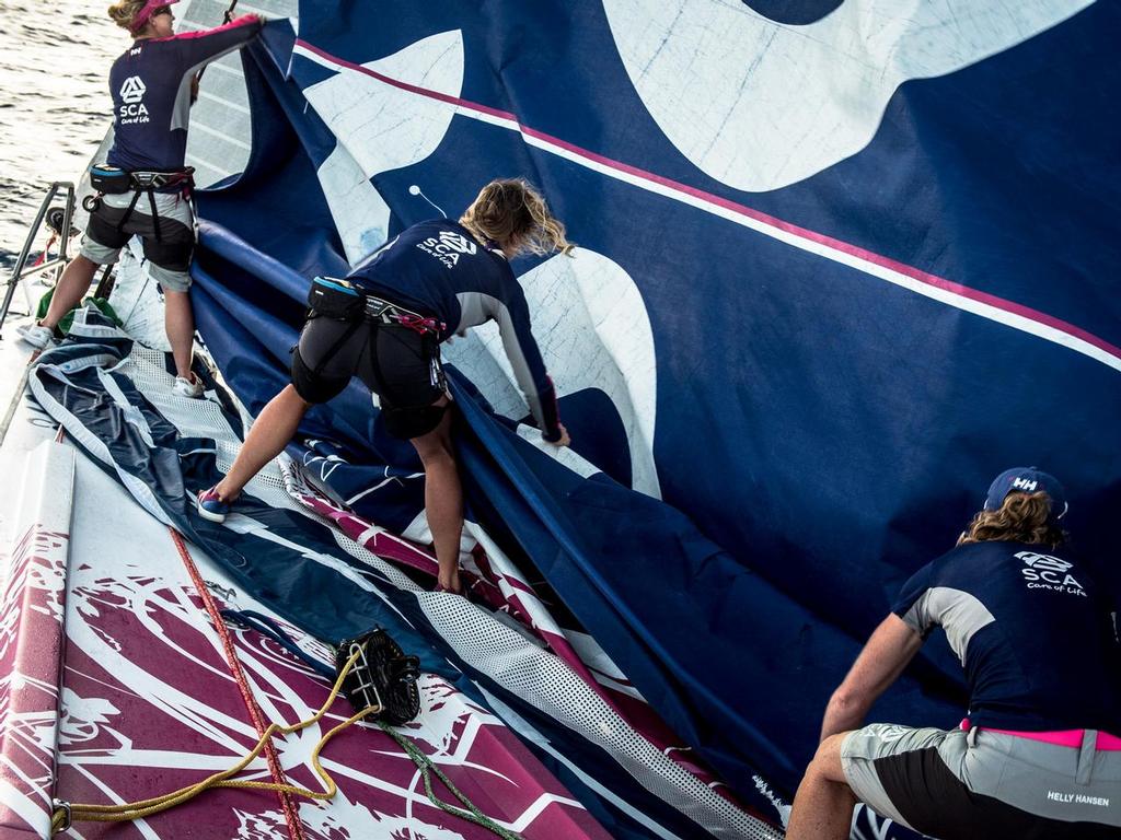 Volvo Ocean Race: Leg 0 onboard Team SCA. © Corinna Halloran / Team SCA