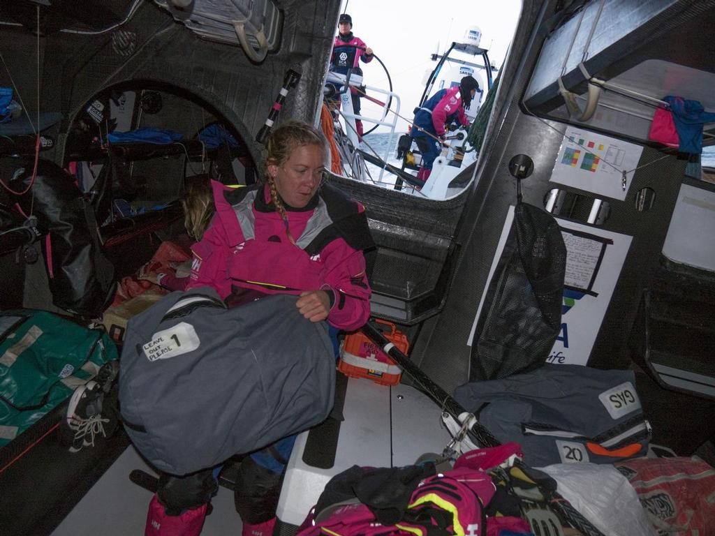 October 31, 2014. Leg 1 onboard Team SCA. Sophie Ciszek sends the 