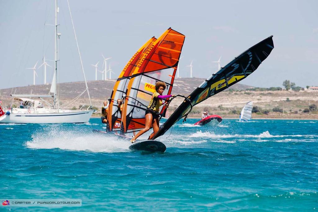 Sarah Quita takes the last final - 2014 PWA Alacati World Cup photo copyright  Carter/pwaworldtour.com http://www.pwaworldtour.com/ taken at  and featuring the  class