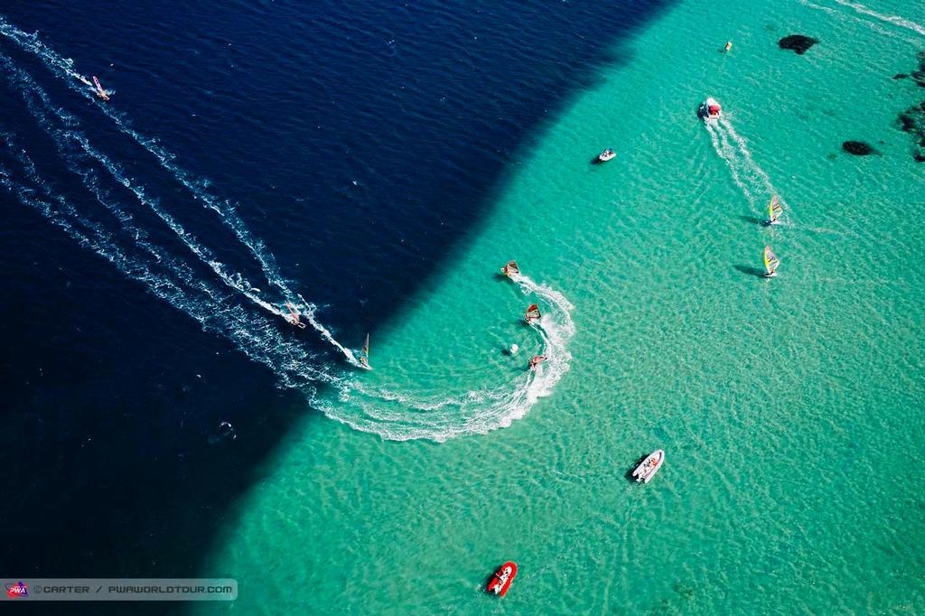 Shades of blue - 2014 PWA Alacati World Cup - Day 1 photo copyright  Carter/pwaworldtour.com http://www.pwaworldtour.com/ taken at  and featuring the  class