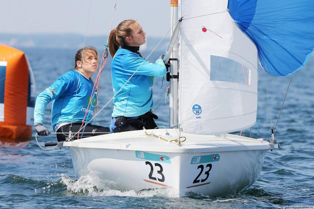 Silvia Mas - Marta Dávila - first day of the Finals in the 2014 420 Worlds photo copyright Christian Beeck taken at  and featuring the  class
