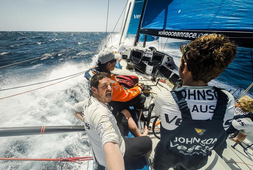 Enjoying the surfing conditions as we depart the Cape Verde islands on Day 8 at sea. © Brian Carlin - Team Vestas Wind