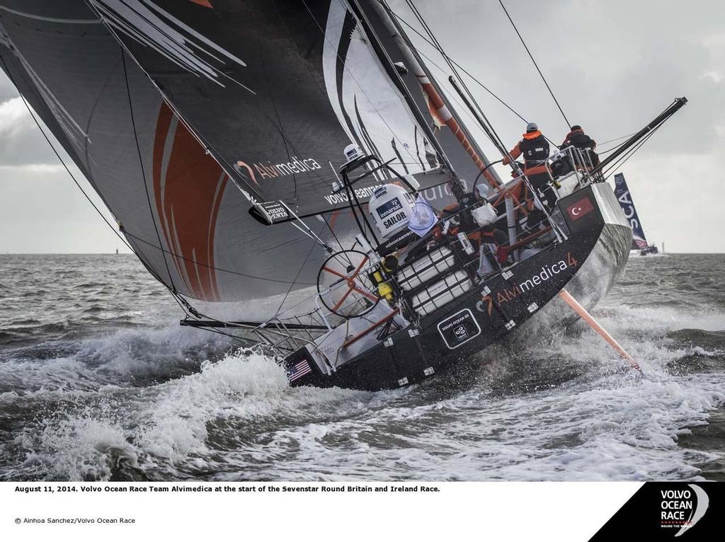 Team Alvimedica at the start of the 2014 Sevenstar Round Britain and Ireland Race photo copyright  Ainhoa Sanchez/Volvo Ocean Race taken at  and featuring the  class