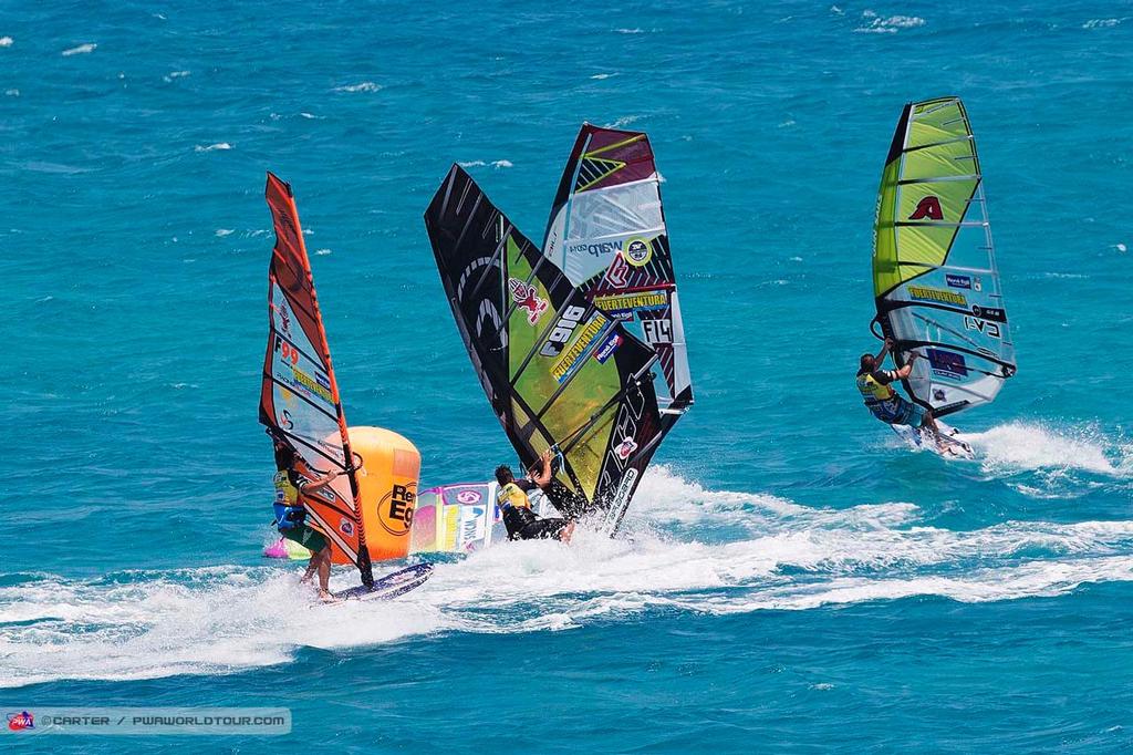 Toselli goes down - 2014 PWA Fuerteventura Grand Slam photo copyright  Carter/pwaworldtour.com http://www.pwaworldtour.com/ taken at  and featuring the  class