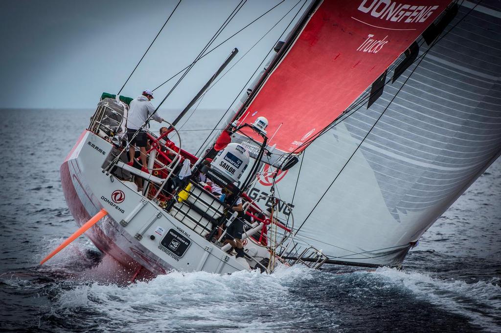 October 11, 2014. Following Dongfeng Race Team for their first Sunset at the Start of the Leg 1, from Alicante, Spain to Cape Town South Africa. ©  Marc Bow / Volvo Ocean Race