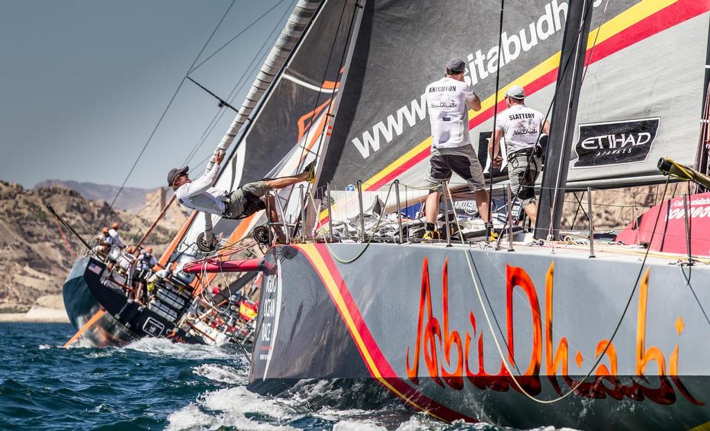 September 12, 2014. The fleet sail during the start of Leg 0, a practice leg ahead of the start of the Volvo Ocean Race 2014-15 from Alicante to Mallorca and back. ©  Ainhoa Sanchez/Volvo Ocean Race