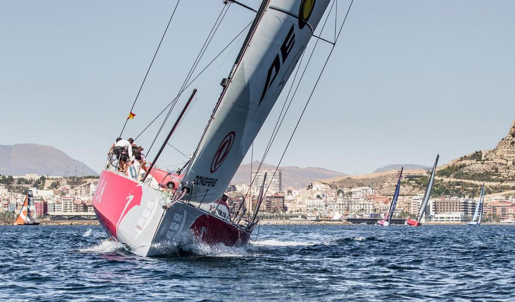 September 12, 2014. The fleet sail during the start of Leg 0, a practice leg ahead of the start of the Volvo Ocean Race 2014-15 from Alicante to Mallorca and back. ©  Ainhoa Sanchez/Volvo Ocean Race