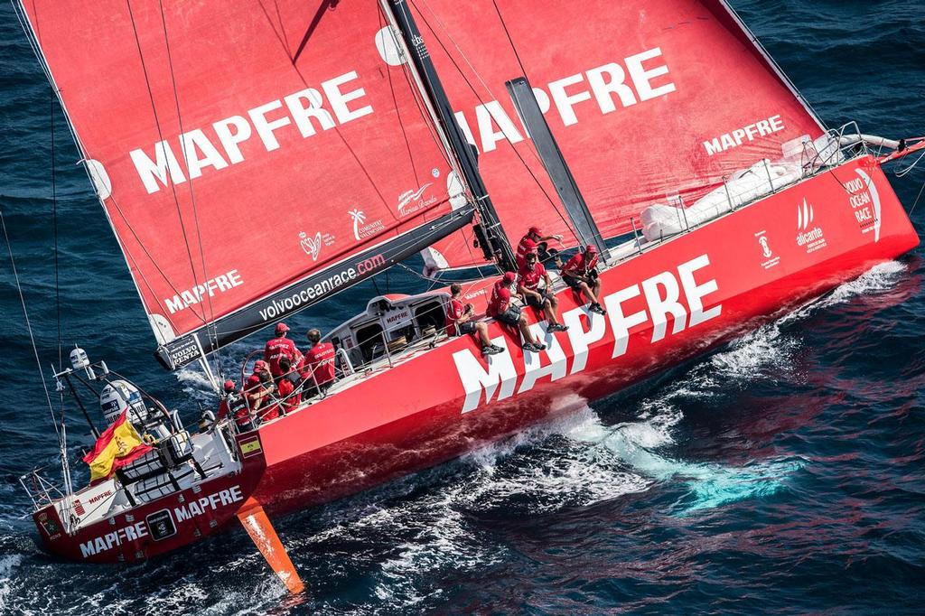 Aerial view of MAPFRE during the In-Port Race in Alicante. ©  David Ramos / Getty Images/Volvo Ocean Race