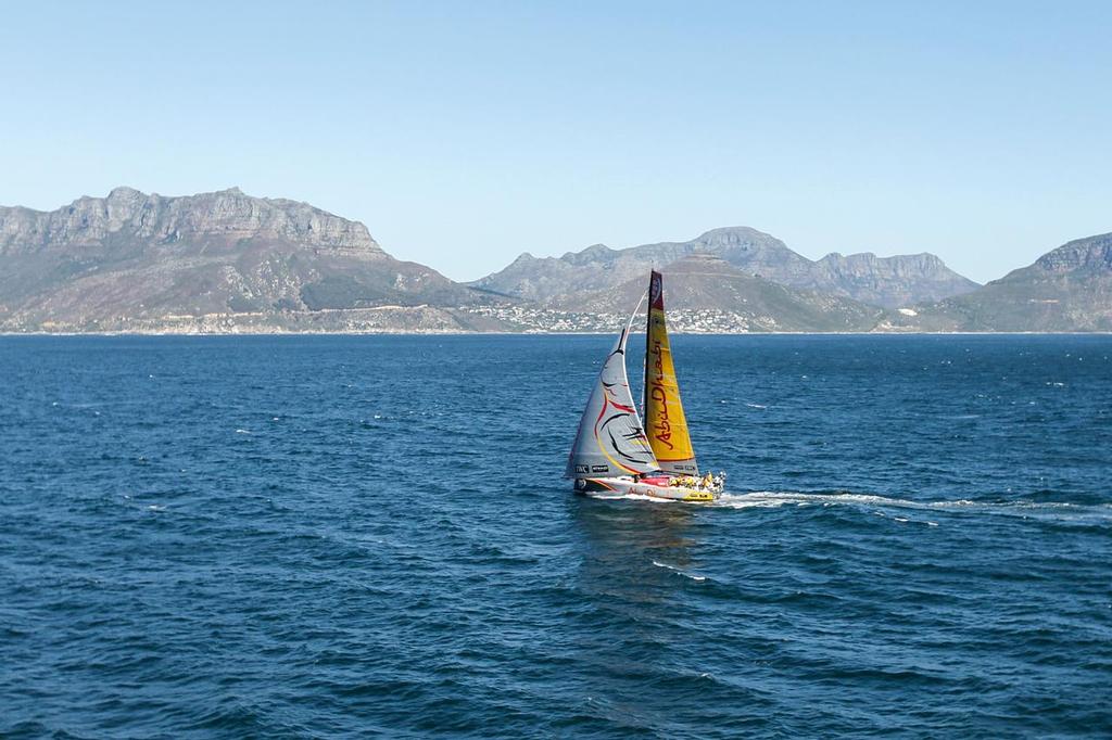 November 05, 2014. Abu Dhabi Ocean Racing leads at the end of Leg 1 on the approach of Cape Town finish line. &copy;  Ainhoa Sanchez/Volvo Ocean Race