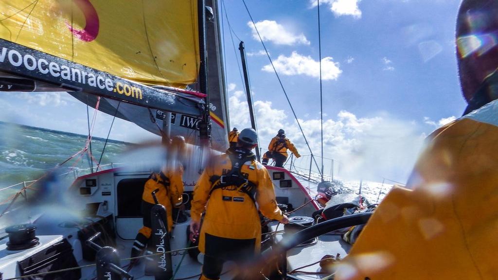 August 11, 2014. Round Britain Island Race Day 1 - OBR content Abu Dhabi Ocean Racing photo copyright  Justin Chisholm / Abu Dhabi Ocean Racing http://www.volvooceanrace.com taken at  and featuring the  class