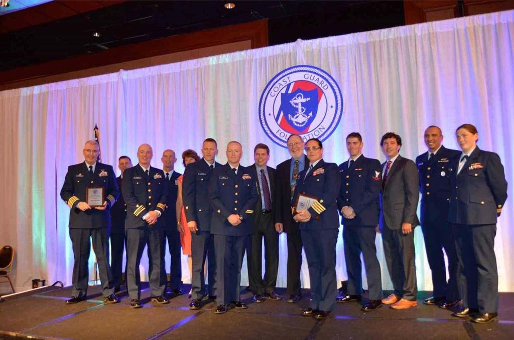 Representatives from Coast Guard Air Station Kodiak and Sector Anchorage were recognized on August 13 for their efforts during and after the rescue of the fishing vessel Alaska Mist, which involved a Coast Guard member, Petty Officer Travis Obendorf, being critically injured during the initial rescue operation. Here they are on stage at the event with Alaskaâ€™s Congressional Delegation, as well as the stateâ€™s Lt. Governor, and Coast Guard Foundation Senior Vice President Bradley D. Sisley. ©  Rushton Gregory Communications http://www.rushtongregory.com