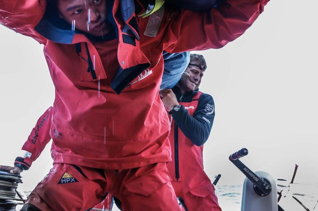 Dongfeng Race Team defending third place during the Round Britain and Ireland Race © Yann Riou / Dongfeng Race Team