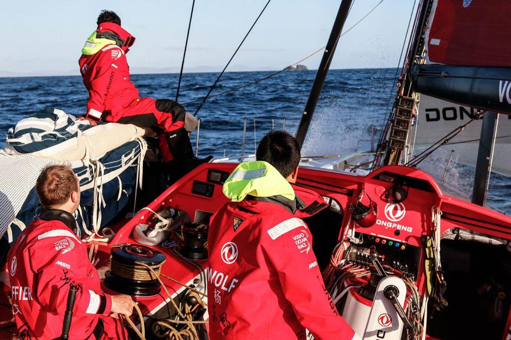 The Dongfeng Race Team keep the pressure on overnight to pull ahead of Team SCA and Team Alvimedica. With less than 200 miles left of the Round Britain and Ireland race, the team hope to secure the third place position. photo copyright Yann Riou / Dongfeng Race Team taken at  and featuring the  class