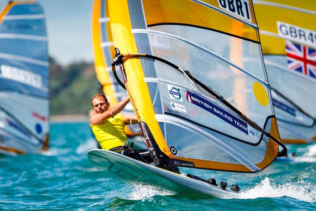 RS:X windsurfer Nick Dempsey in action at the Weymouth and Portland National Sailing Academy. photo copyright  Paul Wyeth / RYA http://www.rya.org.uk taken at  and featuring the  class