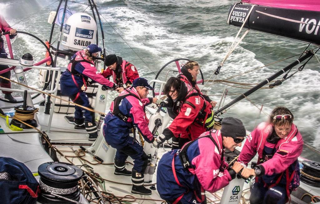 August 11, 2014. Round Britain Island Race Day 1 - OBR content Team SCA photo copyright Corinna Halloran - Volvo Ocean Race http://www.volvooceanrace.com taken at  and featuring the  class