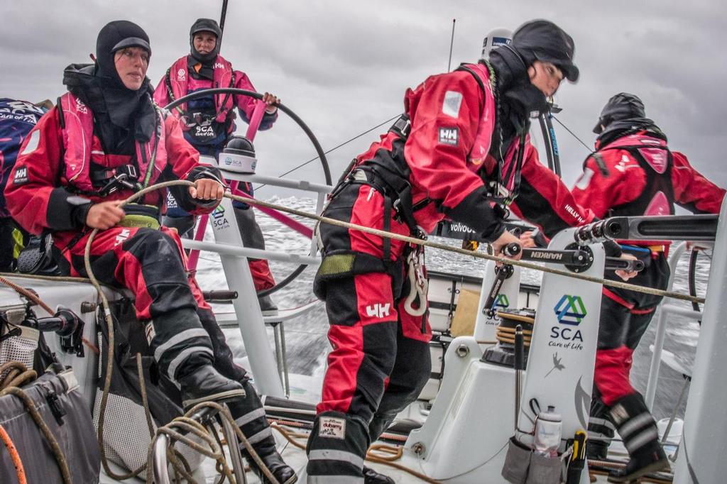 August 14, 2014. Round Britain Island Race Day 4 - OBR content Team SCA: photo copyright Corinna Halloran - Volvo Ocean Race http://www.volvooceanrace.com taken at  and featuring the  class