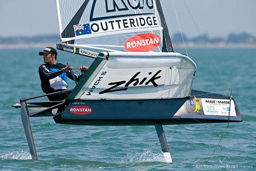 Nathan Outteridge on his winning Mach 2, one of the 450 built by McConaghy Boats - International Moth World Championships 2014 © Thierry Martinez http://www.thmartinez.com