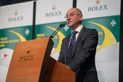 Royal Malta Yacht Club Commodore Godwin Zammit delivering his speech. ©  Rolex/ Kurt Arrigo http://www.regattanews.com